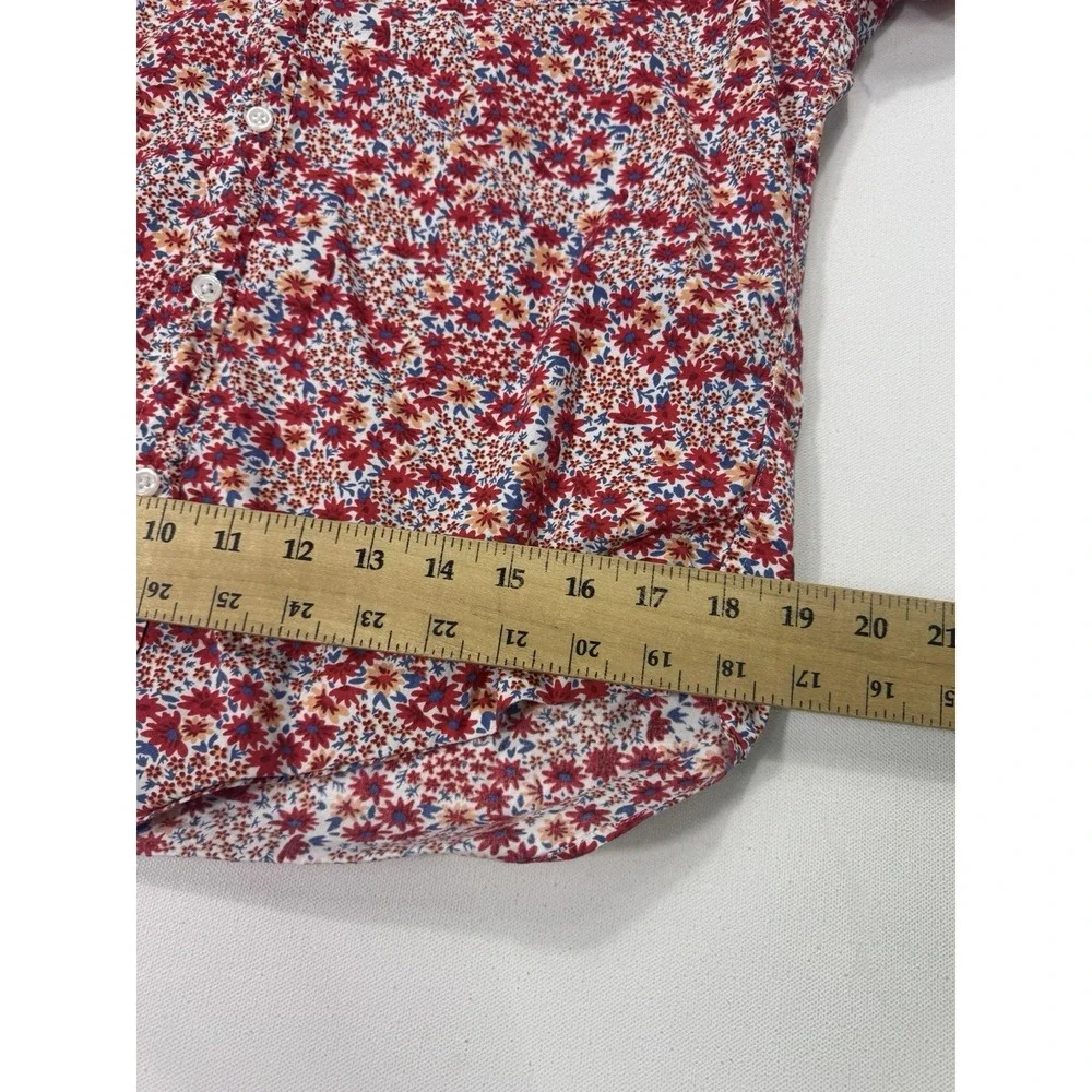 J Crew Mercantile Flex Men Medium Floral Button Shirt Red Vacation Modern Casual